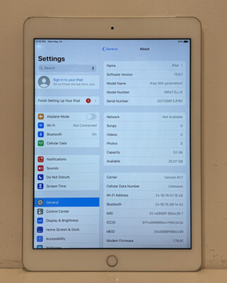 Apple iPad 6th Gen. 32GB, Wi-Fi + Cellular (Verizon), 9.7in