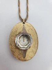 Vintage Necklace Watch Pendant Gold Chain Costume Jewelry Accessory Belforte