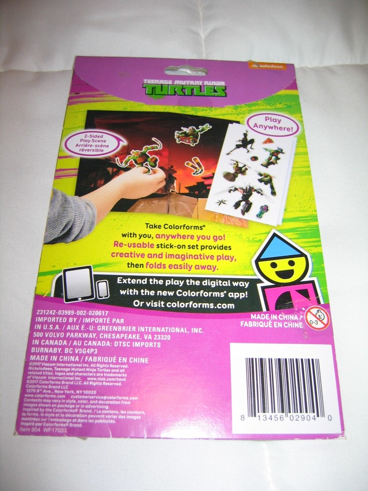 Colorforms Teenage Mutant Ninja Turtles Set 18 Reusable Stickers 2 ...