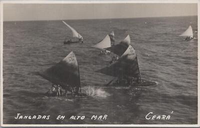 RPPC Postcard Jangadas Em Alto Mar Ceará Brazil 