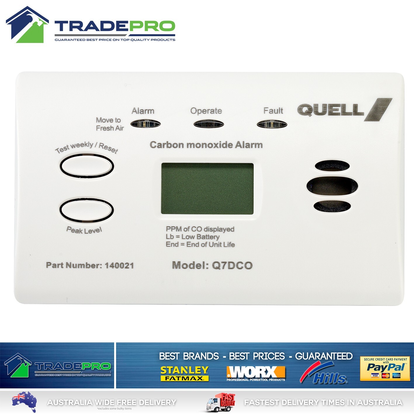 Quell PD04 Digital Display Carbon Monoxide Alarm for sale online eBay