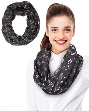 CBC Crown Music Notes Theme 35" x 70" TR Fabric Infinity Loop Scarf