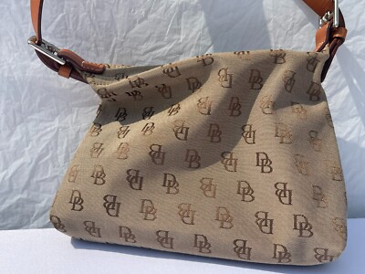 Dooney & Bourke brown monogrammed shoulder bag Dooney & Bourke Brown Monogram Shoulder Bag with Tan Leather  main image 4