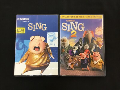 Sing - 1 & 2 DVD Lot - Illumination  MATTHEW MCCONAUGHEY   FREE SHIPPING