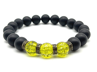 Matte Onyx, Peridot & Copper 10mm Gemstone Beaded Harmony Bracelet