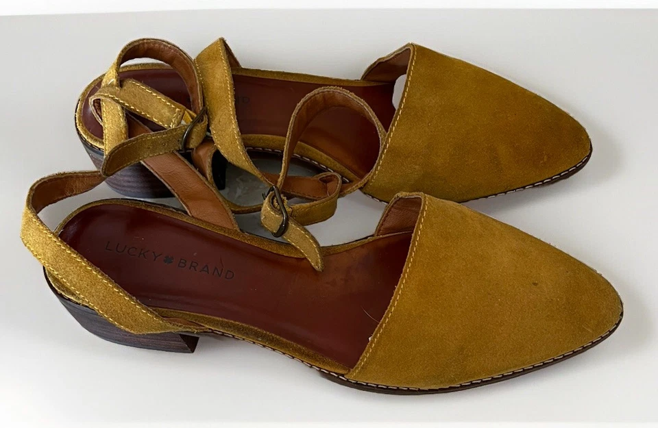 Lucky Brand Golden Mustard Womens Ankle Slingback Mule Style Shoes Size 9.5M - Imagem 3 de 4