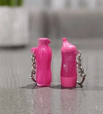 Tupperware 2 Eco Sport Water Bottle  Keychain Pink New