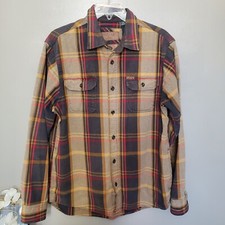 Orvis Big Bear Plaid Flannel Shirt Mens Size Medium Heavyweight Double Brushed