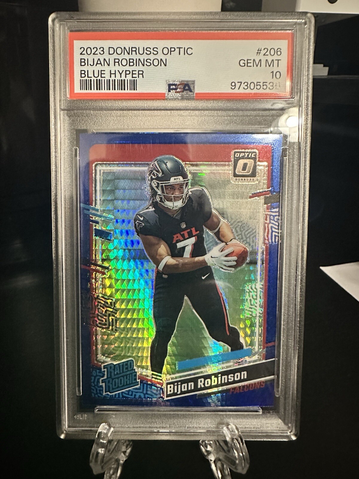 2023 PANINI DONRUSS OPTIC BIJAN ROBINSON BLUE HYPER #206 PSA 10 GEM MT