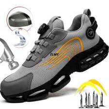 Rotary Buckle Work Flat Sneakers Men's Puncture-Proof Anti-smash Steel Toe Shoes