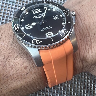 21mm ORANGE Caoutchouc Vulcanized rubber Strap LONGINES