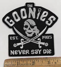 The Goonies Movie Never Say Die Iron On Patch Est 1985 Pirate Skull Cross Swords