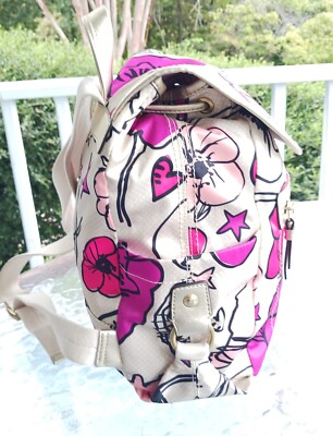 Coach Poppy F19284 Nylon Floral Graffiti Pink, Black & Cream