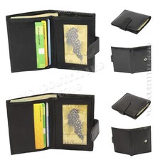 Genuine Lambskin Leather Bifold Business Card ID Wallet 1 3 Slot Clutch/Snap New