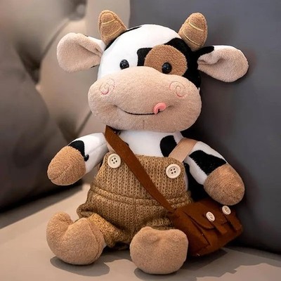 26CM Simulation Cattle Animals Plush Toys Cartoon Milk Cow Doll Soft Stuffed
