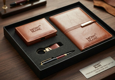 Luxury Montblanc Gift Set Fountain Pen With Key Ring & Note Holder - Notebook