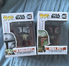 Image of Funko Pop! Star Wars Mandalorian & Boba Fett Vinyl Bobbleheads #402 & #462