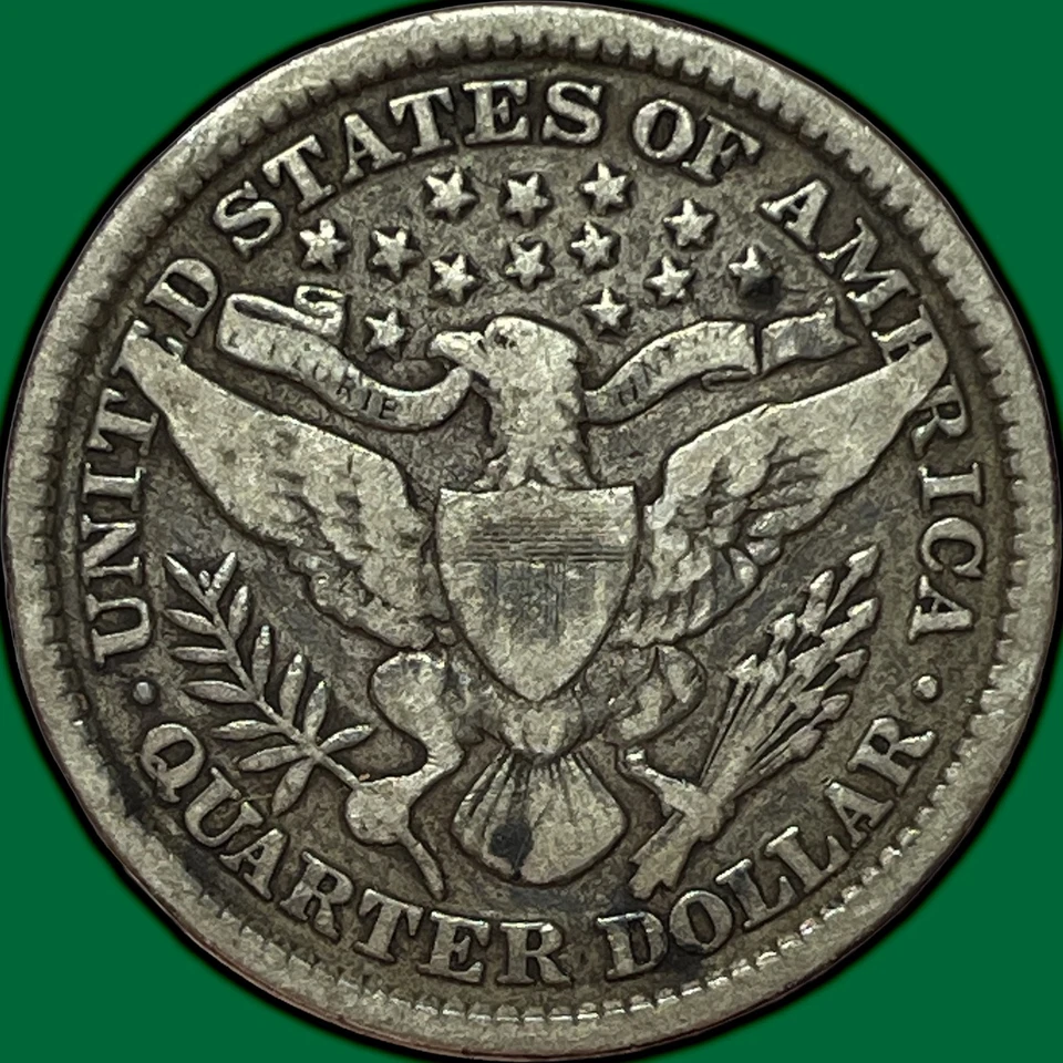 1897 Barber Quarter Very Fine VF Coin #32436 - Image 2 of 3