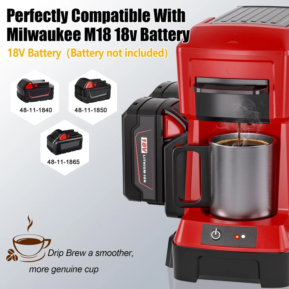 Cafeteira sem fio para bateria Milwaukee M18 18V, máquina de café portátil gotejamento... - Imagem 2 de 4