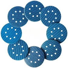 100PCS Blue Diamond Shape Sanding Discs 8-H Hook Loop Sandpaper 180Grit for Wood
