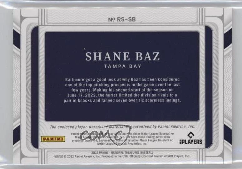 2022 Panini National Treasures Rookie Silhouettes Gold /25 Shane Baz #RS-SB RC - Image 2 of 2