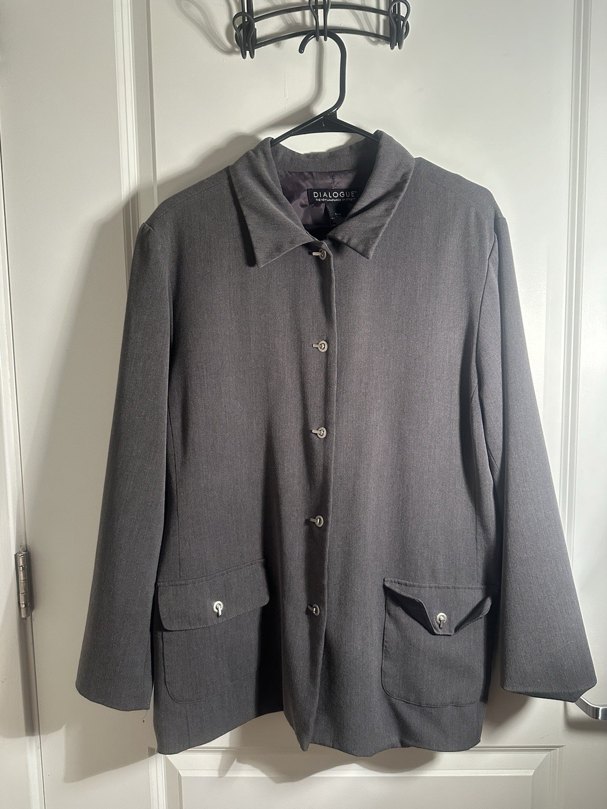 Dialogue Gray Steel Buttoned Jacket - image 1