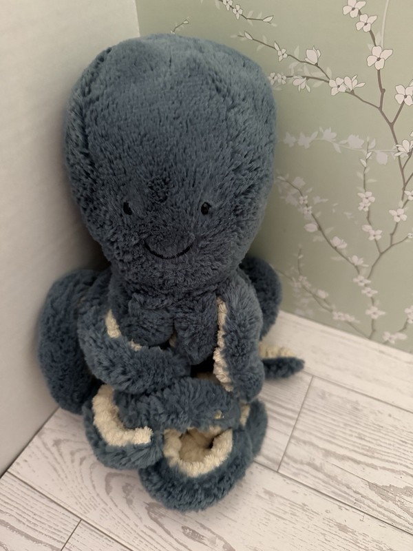 Jellycat Octopus Plush Stuffed Animal Blue Gray Small 