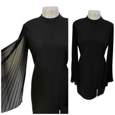 Shein Dress Womens Large Black Accordion Open Sleeve Work Office Date Elegant