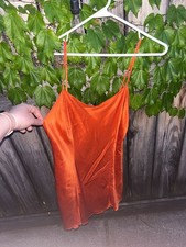 Vintage Victoria's Secret 100 Silk Orange Camisole Slip Size L