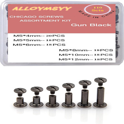 110 Sets Black Chicago Leather Fasteners Leather Rivets Kit for Shoe/Belt Repair