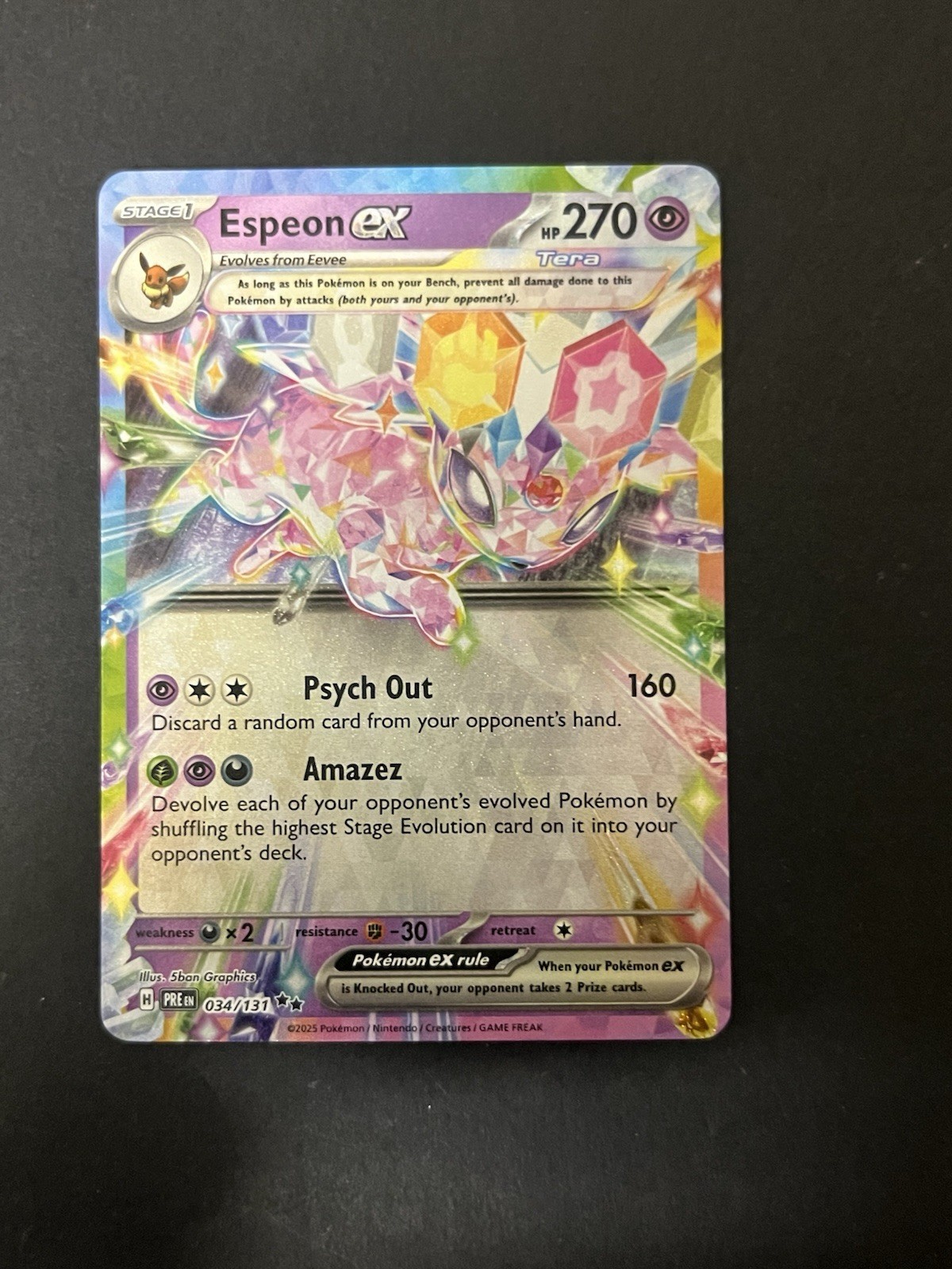 Espeon ex 034/131 Prismatic Evolutions Holo NM