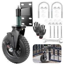 8 Inch Fence Gate Wheels with Brake 2 Install Heavy Duty Gate Wheels for Meta...