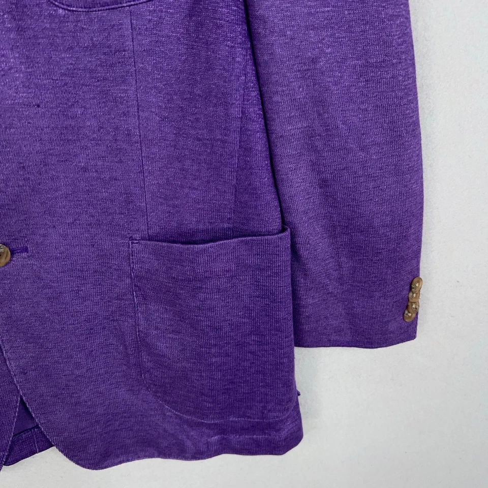 Blazer Q by Flynt Para Hombres 40R Púrpura Dylan Algodón Lino Dos Botones Abrigo Deportivo Tejido Foto 4 de 4