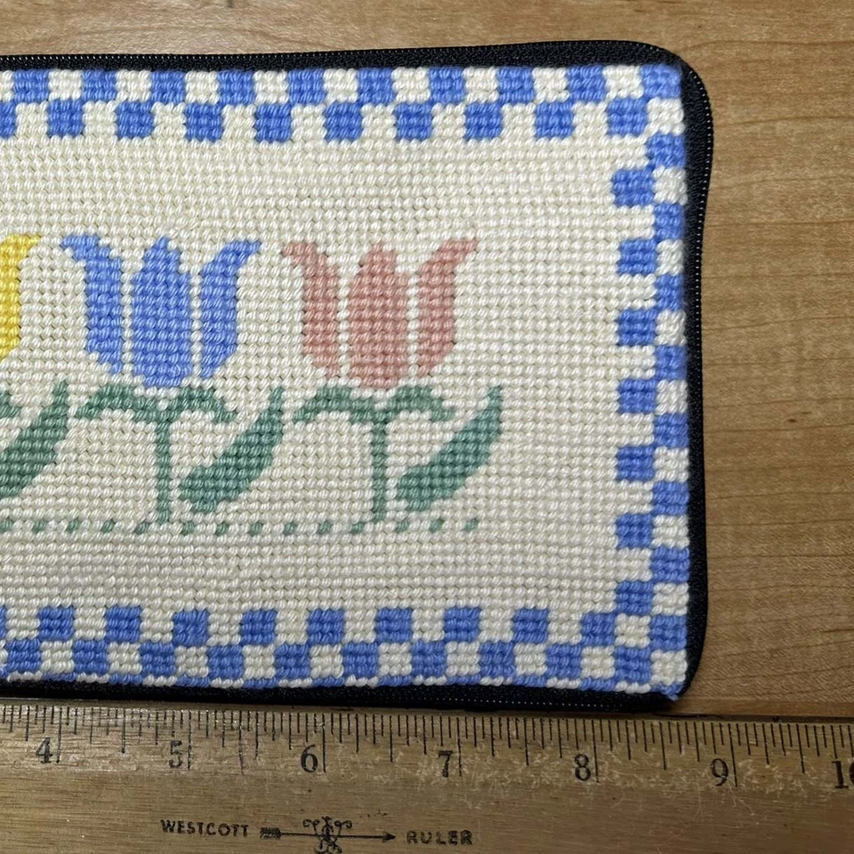 Timeless Tulip Needlepoint Cosmetic Bag/Clutch/Multiuse Pouch - Image 3 of 4