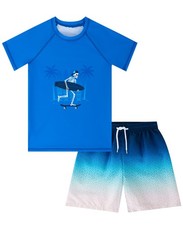 Sunfocus Youth Rash Guard For Boys Swimsuit Short Sleeve Teens Bathing Suits