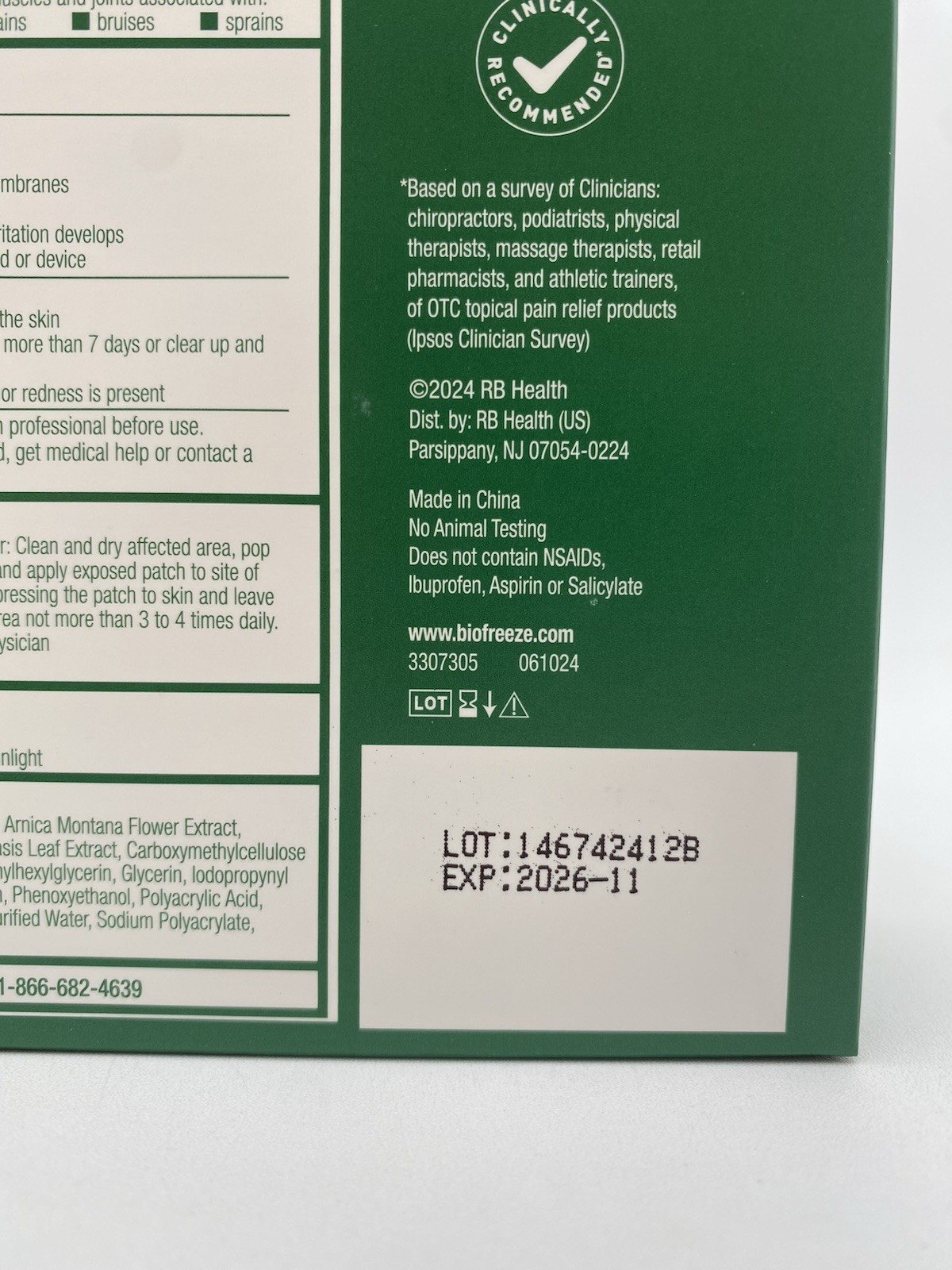 2 Packs Biofreeze Pain Relief Patches, Knee & Lower Back Patch, 5 Count