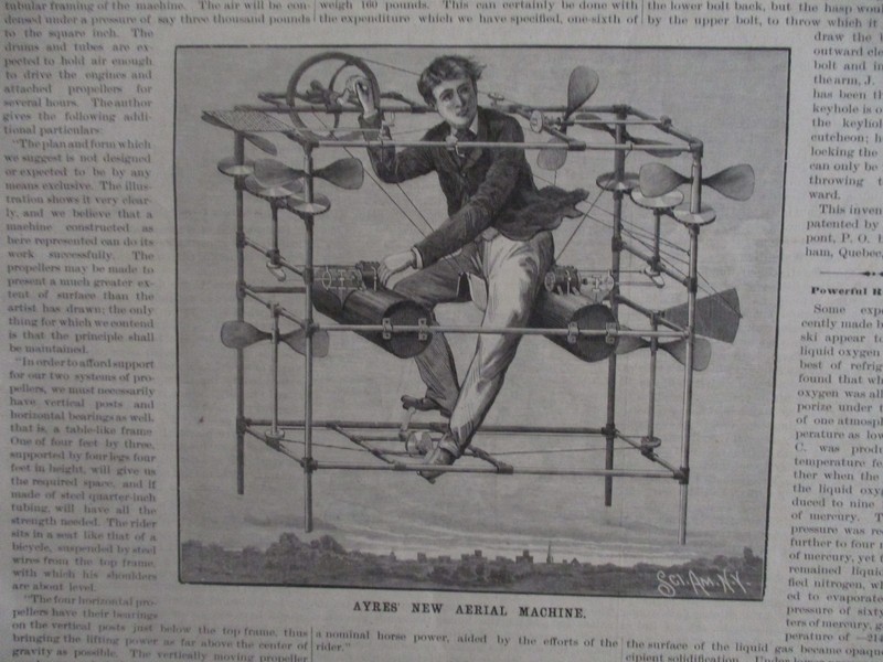 1885 WEIRD FLYING MACHINE PORTABLE CAMERA NOVELTY TOY COTTON SCIENTIFIC AMERICAN