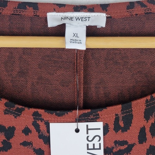Nine West Midi Dress XL Knit Pullover Sleeveless Animal Leopard Print Career - Picture 4 of 7