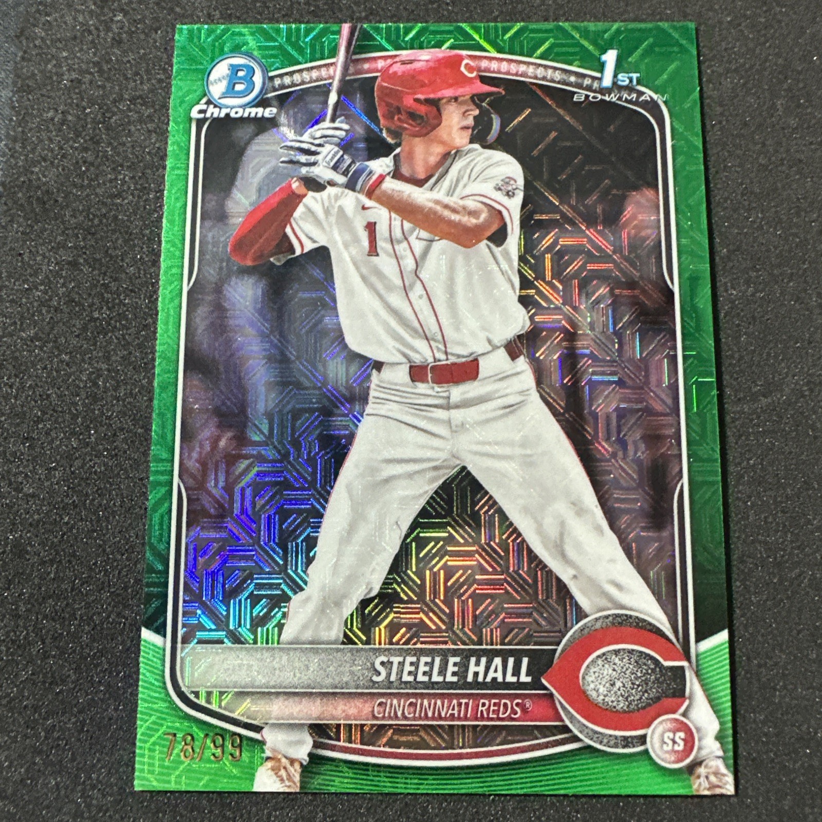 2025 Bowman Draft MEGA Steele Hall Chrome Green Mojo /99 1st Refractor