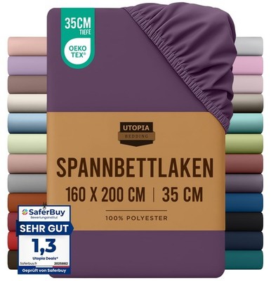 Utopia Bedding - Spannbettlaken 160x200cm - Lila - 160X200 cm, 