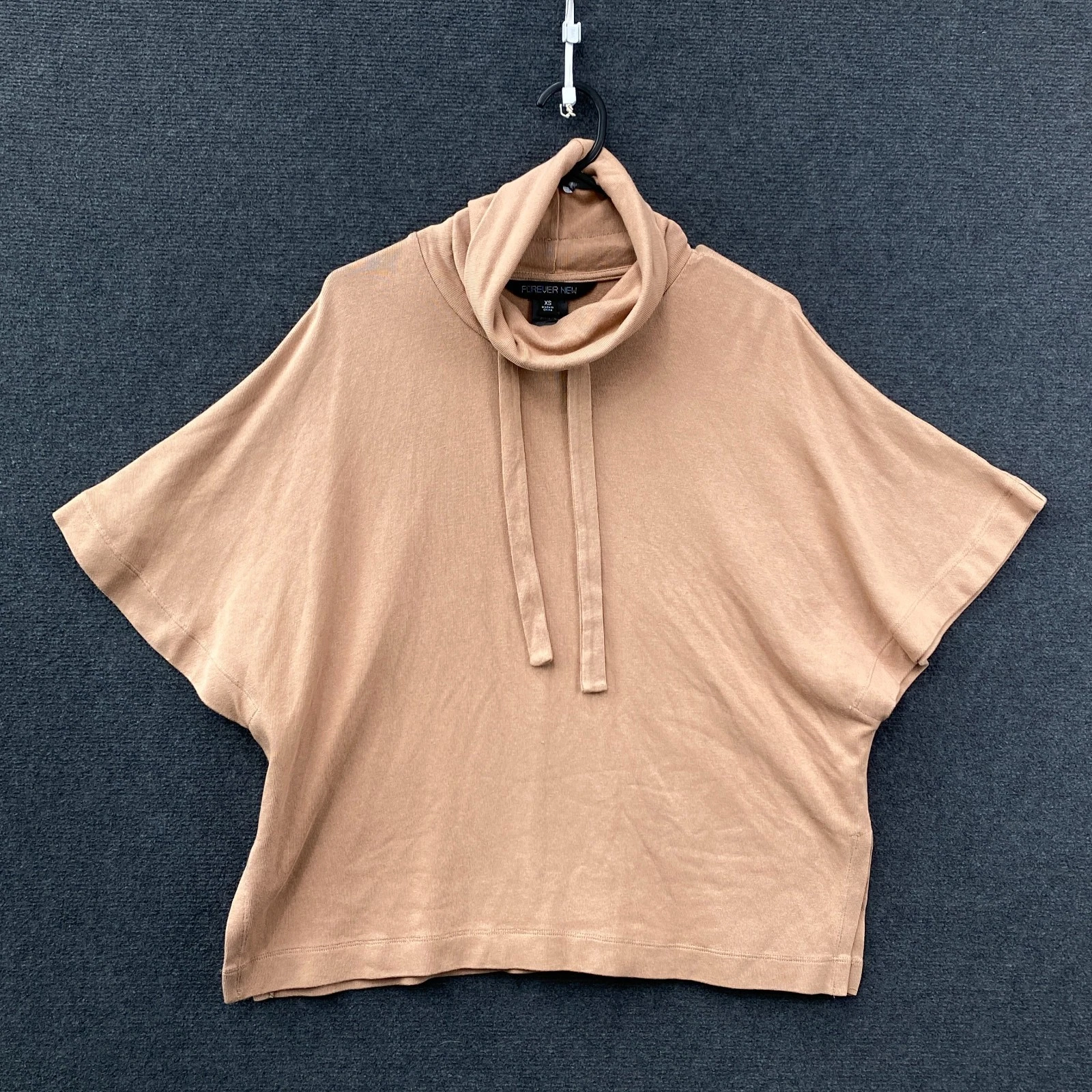 Forever New Womens Size XS Turtleneck Poncho Mocha Knit Stretch Dolman Sleeve