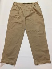 VTG 80s Polo Ralph Lauren Mens 38X30 Andrew Pant Tan Pleated Chino Made In USA