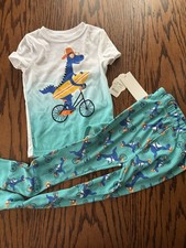 NWT Boys 4T Wonder Nation Dinosaur Bicycle Surfboard Short Sleeve Pants Pajamas