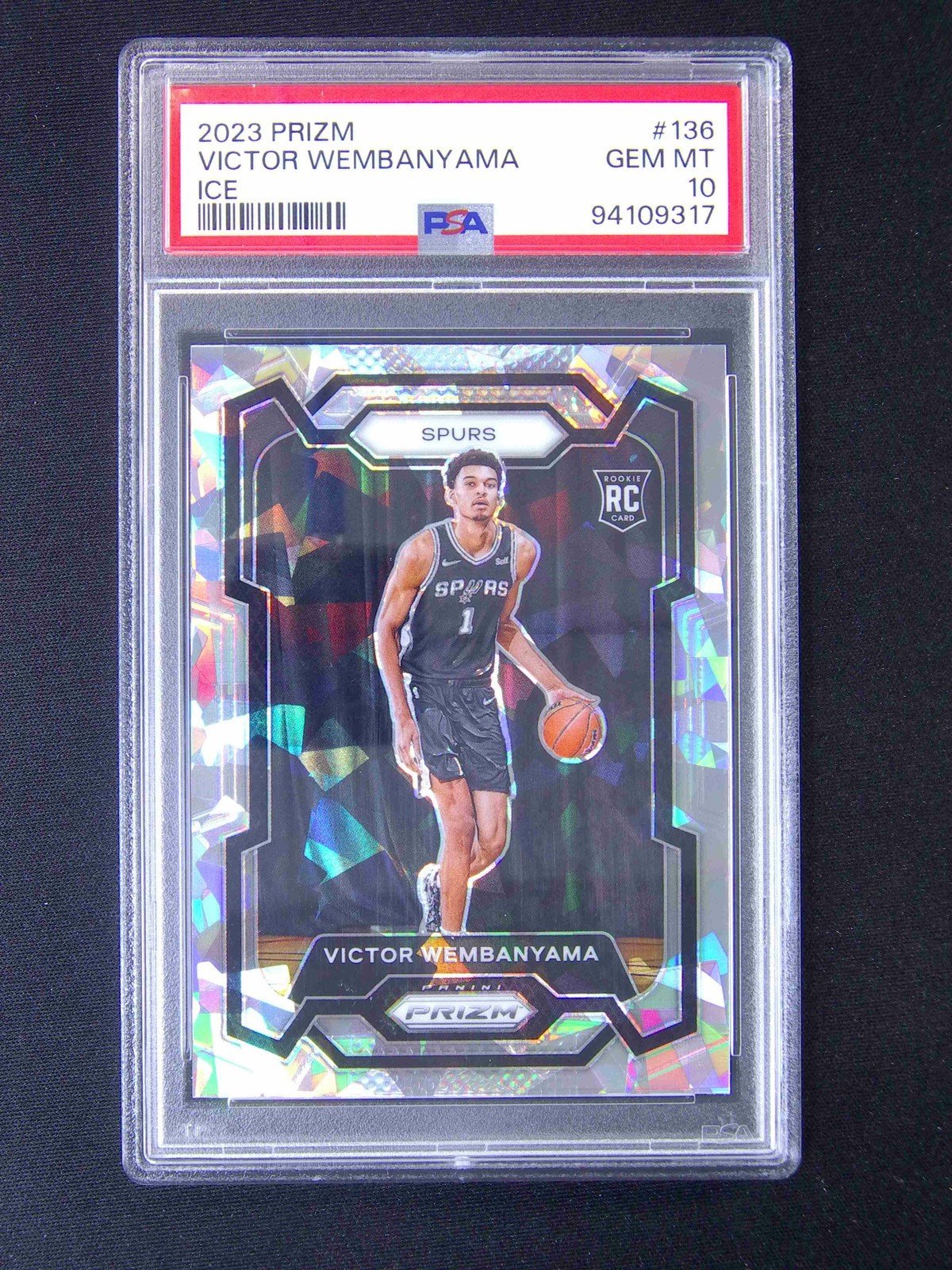 2023-24 Panini Prizm Victor Wembanyama #136 RC Rookie Ice PSA 10