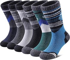 Kids Merino Wool Hiking Socks 6 Pairs Winter Warm Thick Thermal Boot Socks