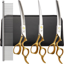 Dog Grooming Scissors,Curved Chunkers Shears Deg Grooming with Safety round Tips