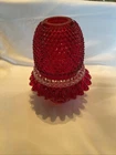 Vintage Fenton For LG Wight Fairy Lamp 4pc Hobnail Ruffle Ruby Red