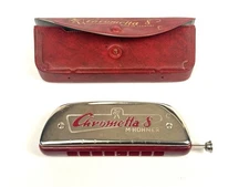  M. Hohner Chrometta 8 Harmonica C Key Made In Germany With Case