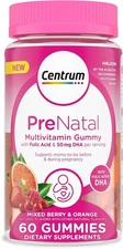 Centrum Prenatal Multivitamin Gummies DHA Folic Acid Pregnancy Support 60 Count
