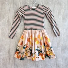 Molo Dress Youth Size 122/128 (7-8) Striped Casie  Nature Autumn Quiet Luxury